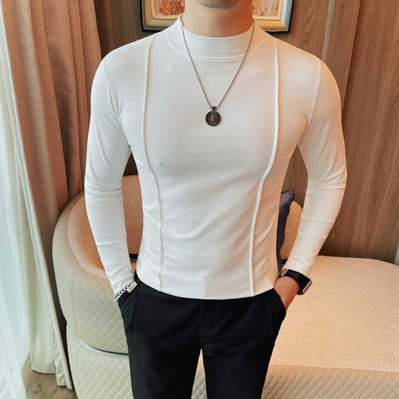 Herren gestreiftes Langarm Slim Fit T-Shirt – Ideal für Frühling und Herbst