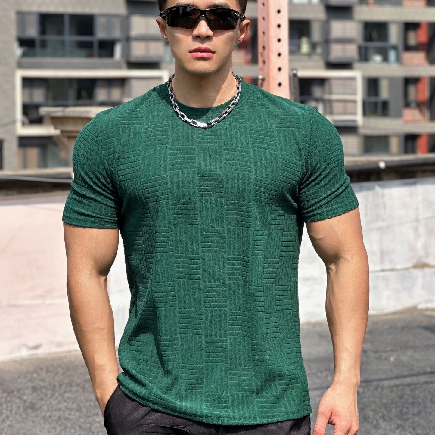 Herren Halb-Tight Fitness T-Shirt Ideal für den Sommer