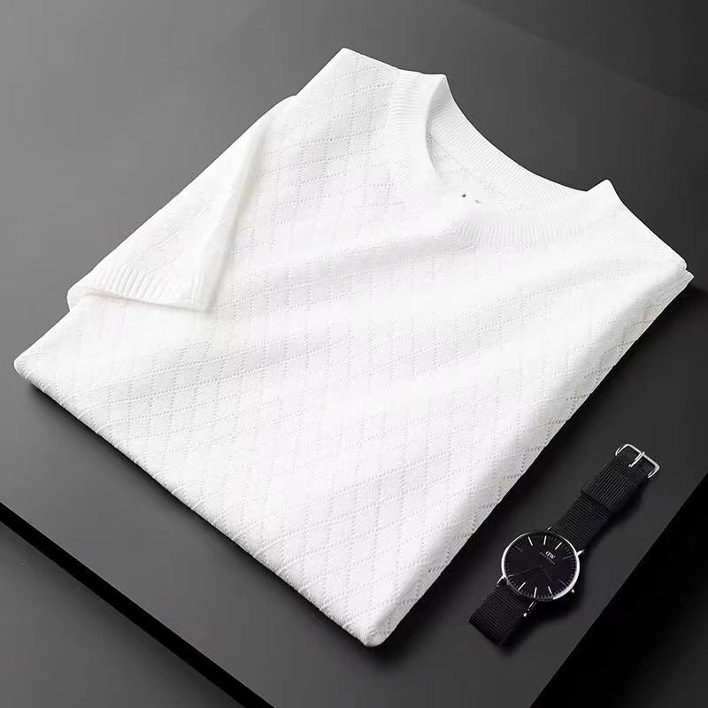 Herren Leichter Kurzarm Pullover mit Ausschnitten – Ideal für den Sommer