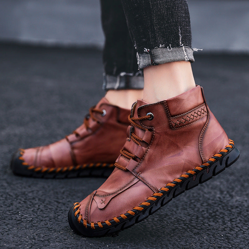 Dicksohlige Cow Split Leder Werkzeugstiefel | Ideal für Herbst und Winter