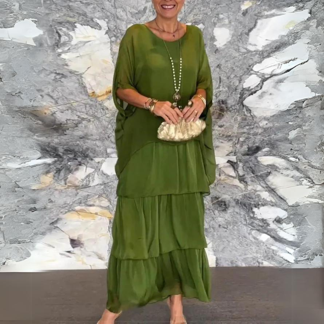 Langes Fließendes Chiffonkleid mit Eleganter Passform | Ideal für Frühling und Sommer