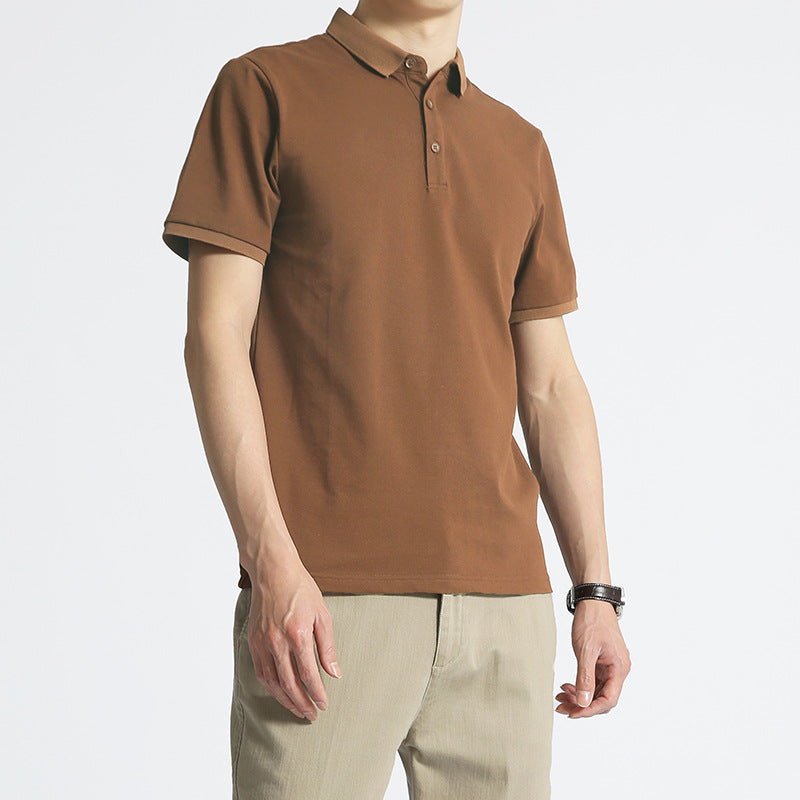 Herren Unifarbenes Kurzarm Lapel T-Shirt Ideal für Sommer