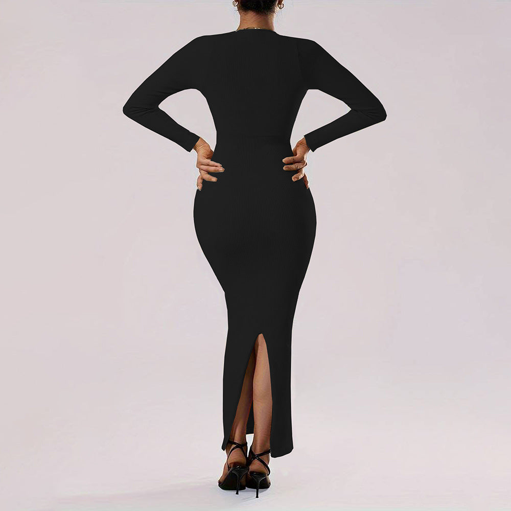 Kleid mit quadratischem Ausschnitt und langen Ärmeln | Ideal für Herbst und Winter