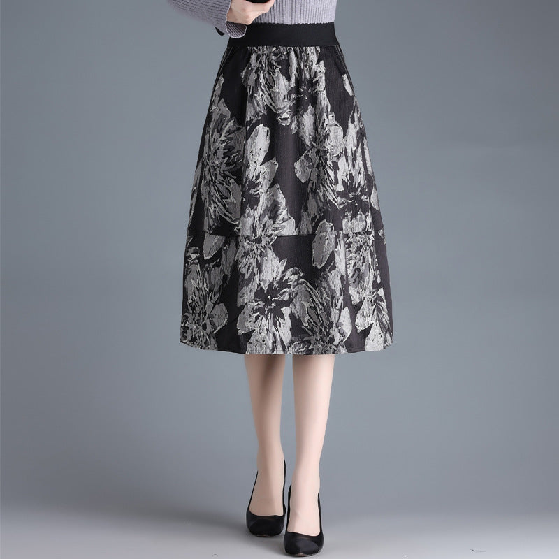 Jacquard Hochtaillierte A-Linien Midirock | Ideal für Alle Jahreszeiten