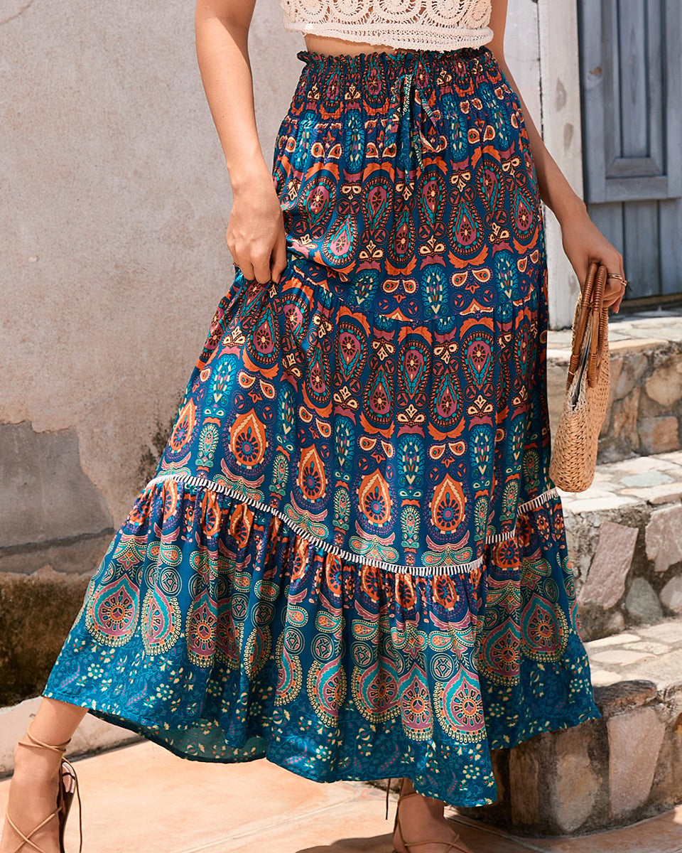 Rayon Swing Rock mit Geometrischen Spitzenpaneelen | Ideal für Frühling und Sommer