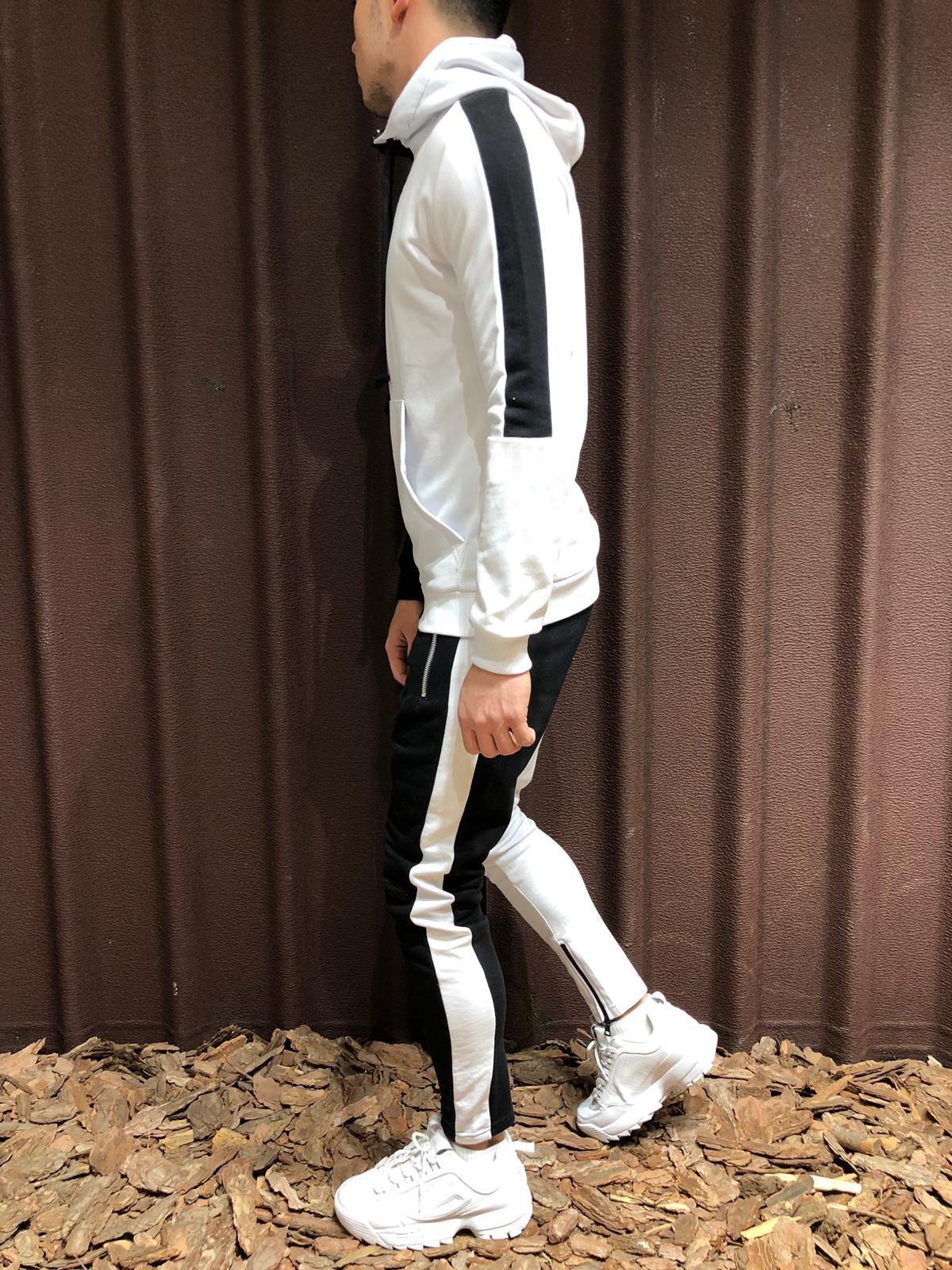 Kontrast Kapuzenjacke und Hose Set Ideal für Alle Jahreszeiten