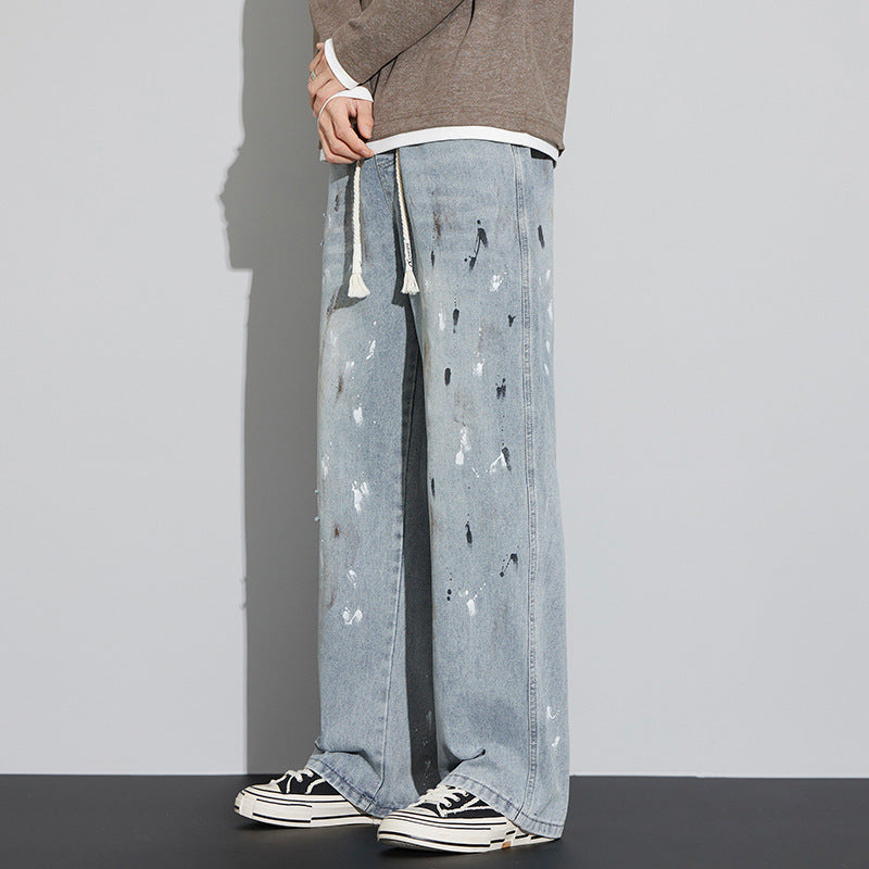 Herren Retro Graffiti Jeans im Used-Look | Ideal für Frühling und Herbst