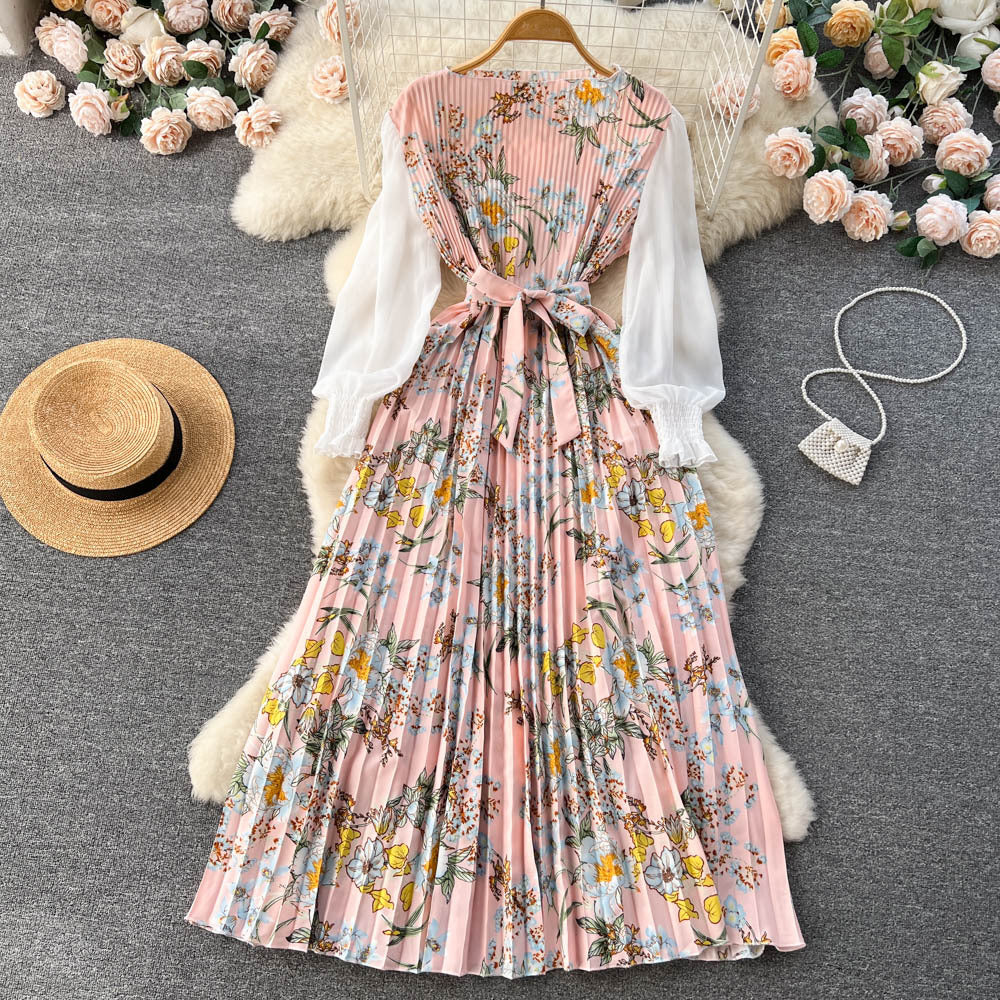 Bedrucktes Maxi Kleid mit Langen Ärmeln und Ethnischen Mustern | Ideal für Frühling und Sommer