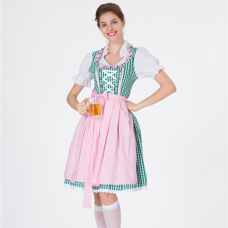 Deutsches Bierfest Kellnerin Dirndl Kostüm in Rot Grün oder Blau | Ideal für Festivals