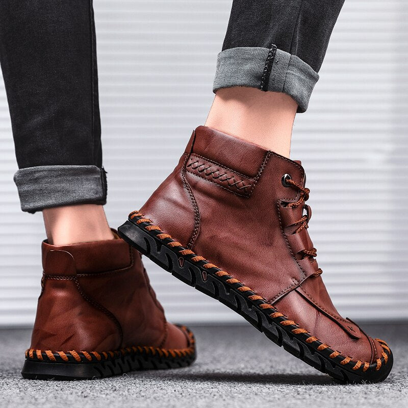 Dicksohlige Cow Split Leder Werkzeugstiefel | Ideal für Herbst und Winter