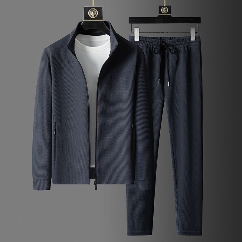 Sportlicher Unifarbener Reißverschlussjacke-und-Hosen-Anzug Ideal für Frühling und Herbst