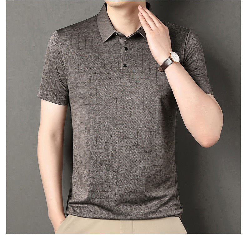 Bedrucktes Ice Silk Kurzarmshirt | Ideal für den Sommer