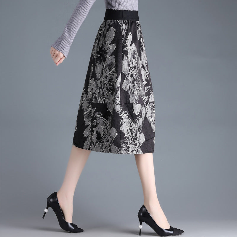 Jacquard Hochtaillierte A-Linien Midirock | Ideal für Alle Jahreszeiten