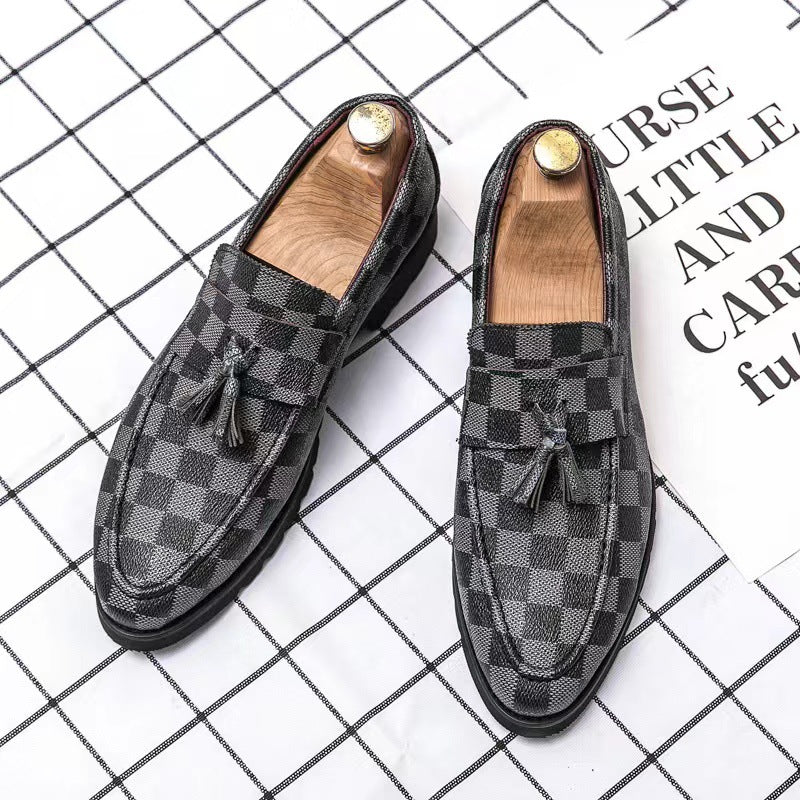 Herren Karierte Business-Lederschuhe mit Rutschfester Sohle | Ideal für alle Jahreszeiten