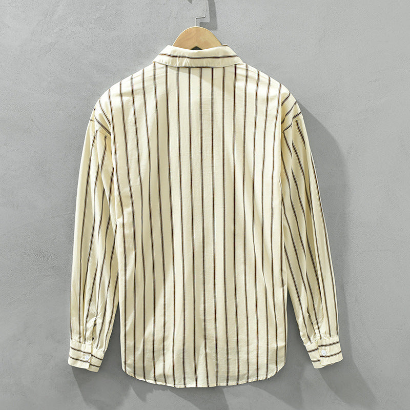 Herren Quadratkragen Gestreiftes Baumwoll-Shirt Ideal für den Sommer