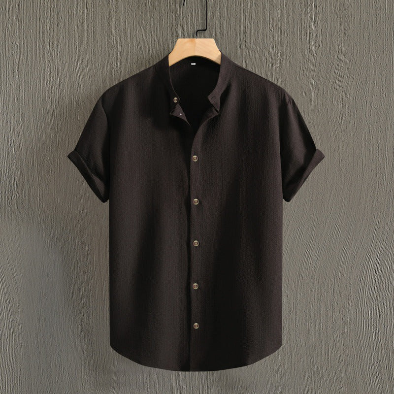 Herren Uni-Farbenes Stehkragen Kurzarm-Shirt Ideal für den Sommer