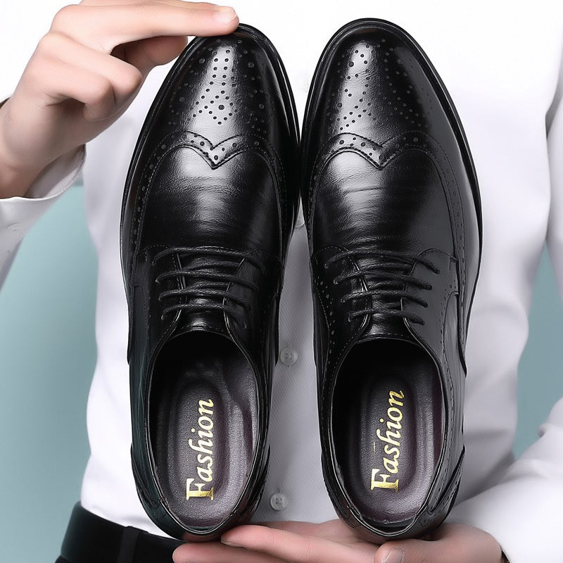 Gravierte Rindleder Low-Top Lederschuhe mit Gummisohle | Ideal für Frühling und Herbst