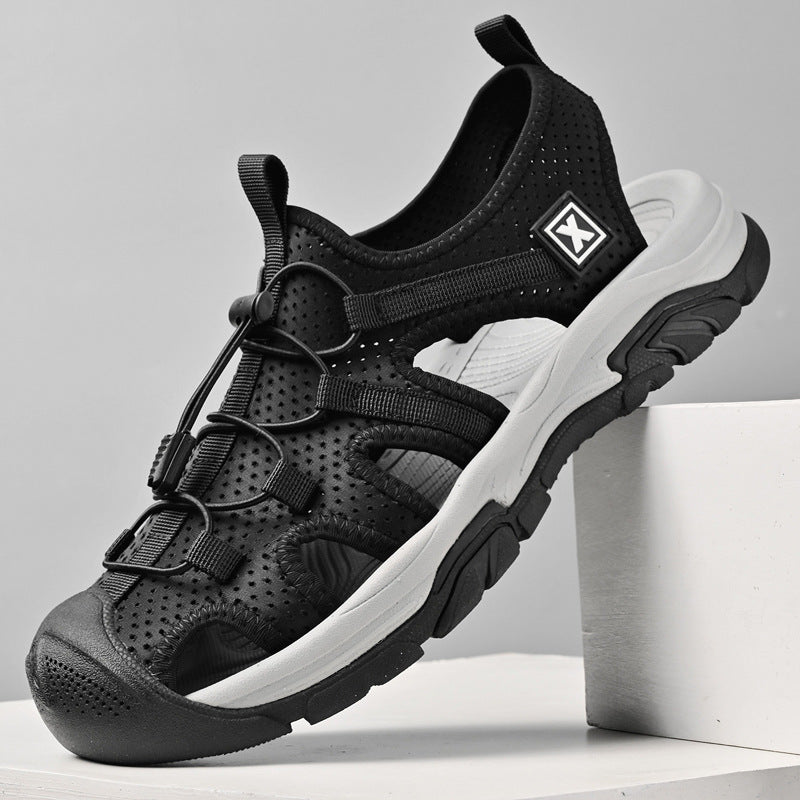 Stoffobermaterial Atmungsaktive Zehenschutz Sandalen mit Elastischem Band | Ideal für den Sommer