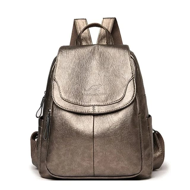 Diebstahlsicherer Rucksack aus Kunstleder mit RFID-Schutz und versteckten Reißverschlüssen | Ideal für Frühling und Herbst