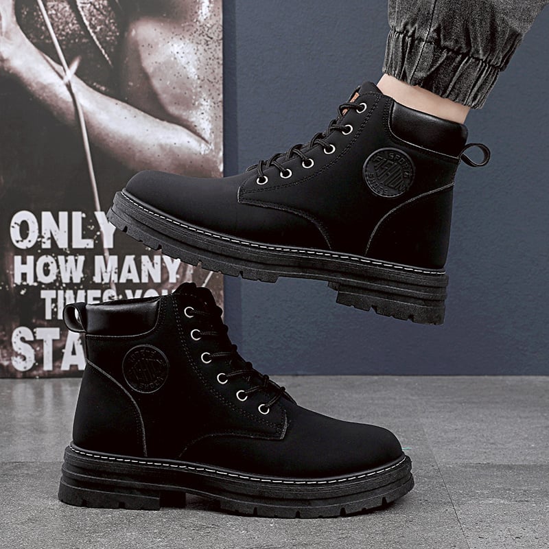 Wasserdichte PU-Leder Martin Stiefeletten mit Gummisohle | Ideal für den Winter