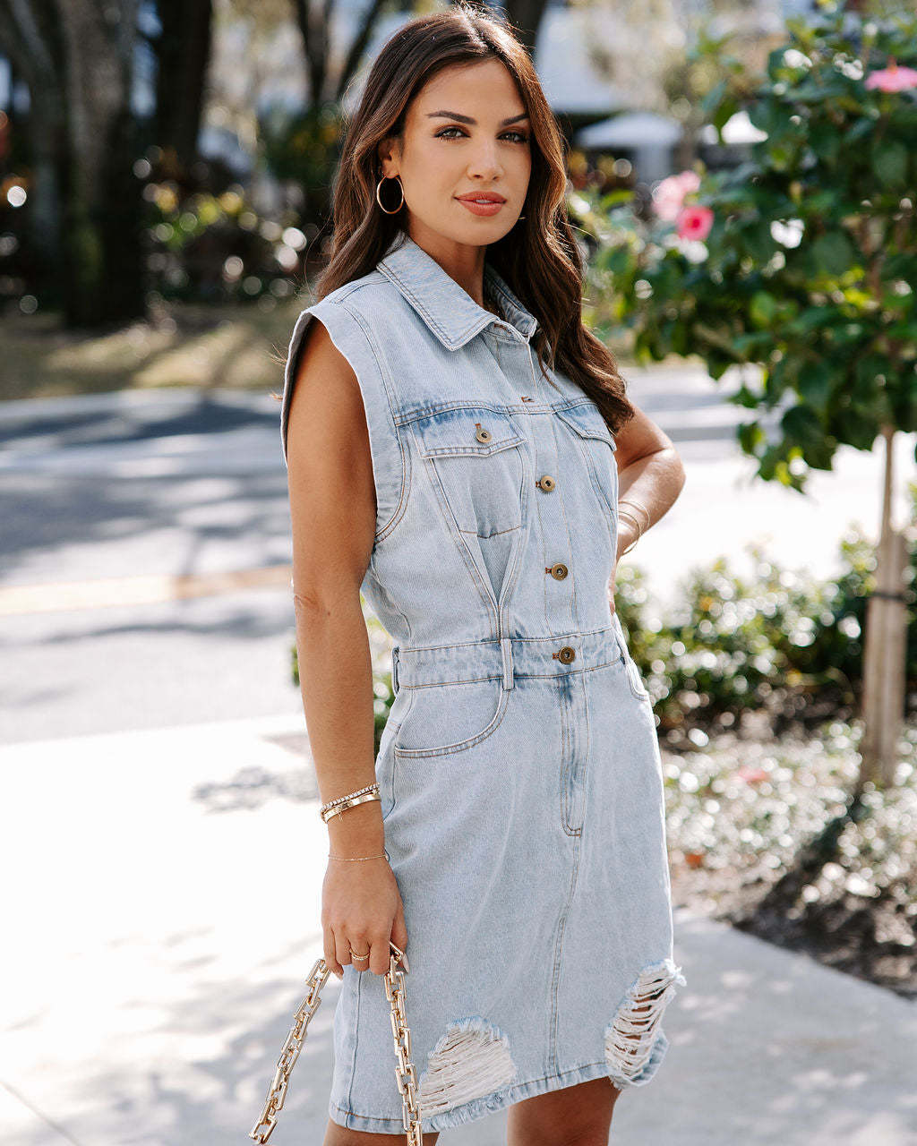 Ärmelloses Denim A-Linie Midi Kleid mit Taschen | Ideal für Frühling und Sommer