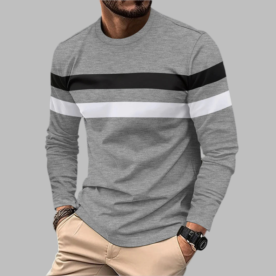 Herren Langarmshirt mit Rundhalsausschnitt und Farbblockdesign | Ideal für Winter Frühling und Herbst