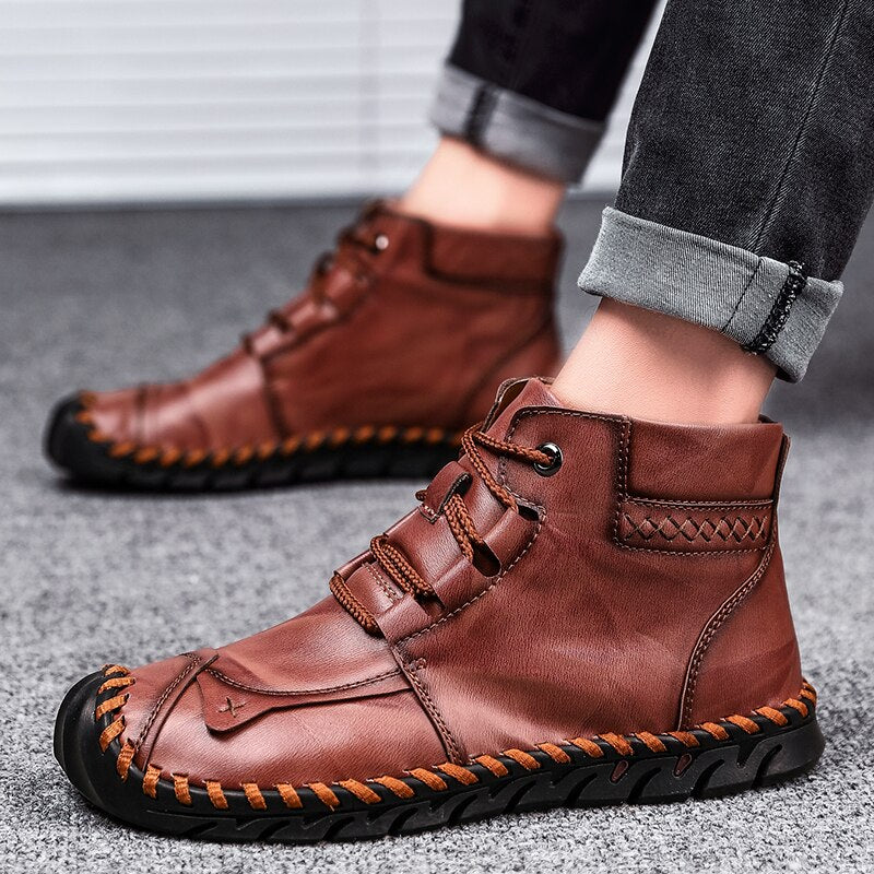 Dicksohlige Cow Split Leder Werkzeugstiefel | Ideal für Herbst und Winter