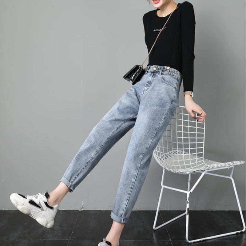 Weit geschnittene High-Waist-Jeans I Ideal für den Herbst