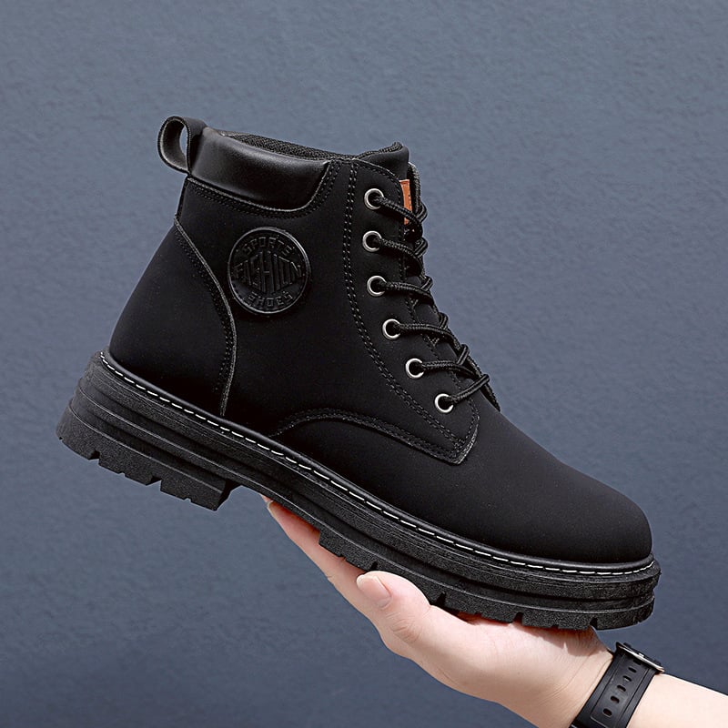 Wasserdichte PU-Leder Martin Stiefeletten mit Gummisohle | Ideal für den Winter