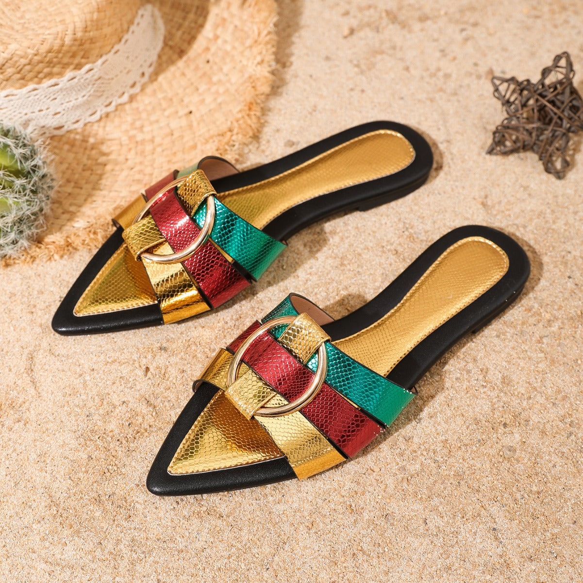 Damen Pantoletten aus PU-Leder mit Offenem Zehendesign | Ideal für den Sommer