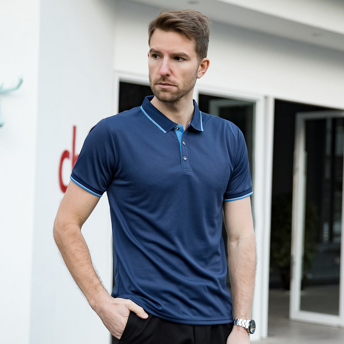 Herren Leichtes Poloshirt mit Revers Kurzarm Ideal für den Sommer