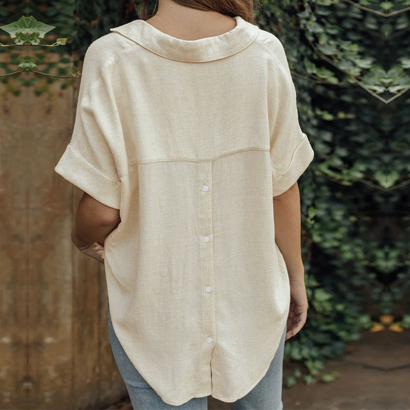 Baumwoll-Leinen-Shirt mit Fledermausärmeln | Ideal für den Frühling