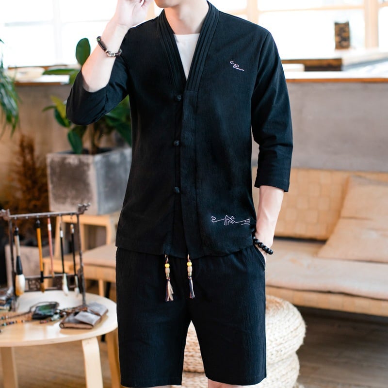 Linen Zwei-teiliger Anzug mit Cardigan | Ideal für Frühling und Herbst