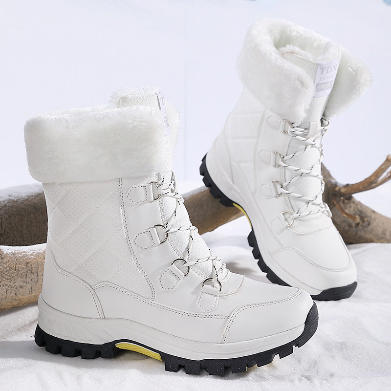 Fleecegefütterte Rutschfeste Schneestiefel mit Schnür-Design | Ideal für Winter