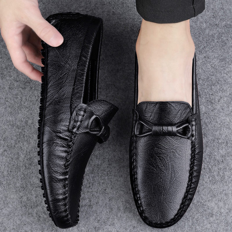 Herren Slip-On Leder Slipper mit Gummisohle | Ideal für alle Jahreszeiten