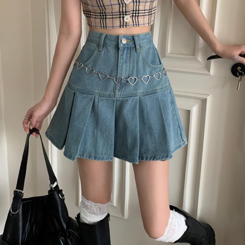 High Waist Falten Minirock aus Denim | Ideal für Frühling und Sommer