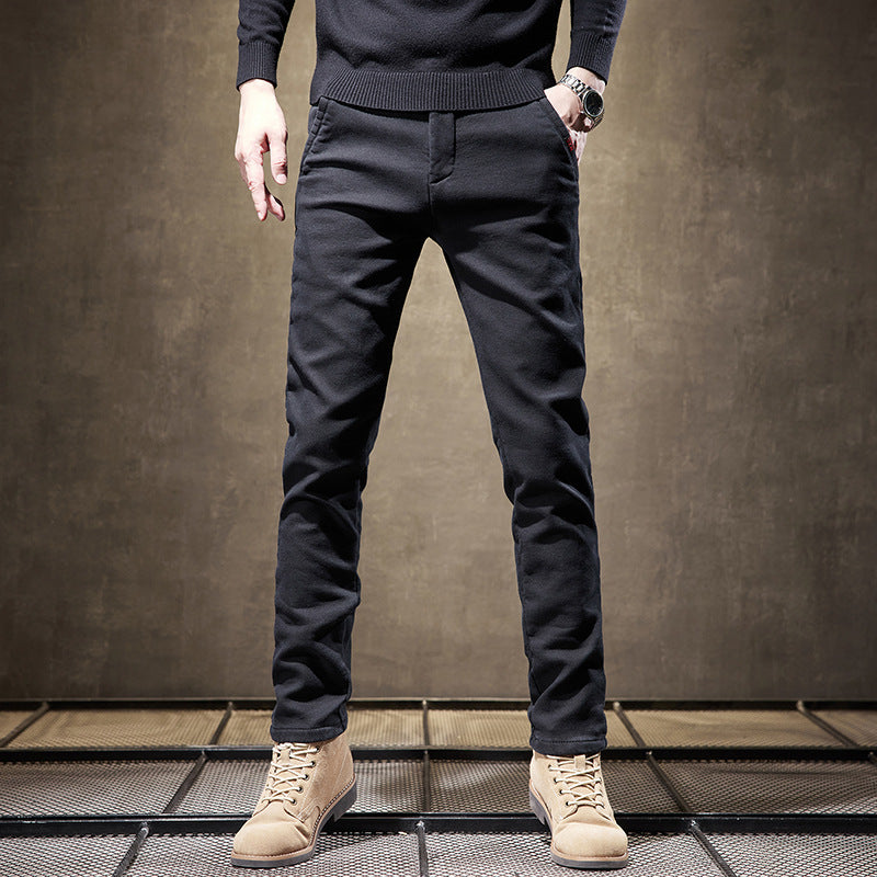Herren Businesshose mit Schlanker Passform und Geradem Bein aus Dickem Stoff | Ideal für Herbst und Winter