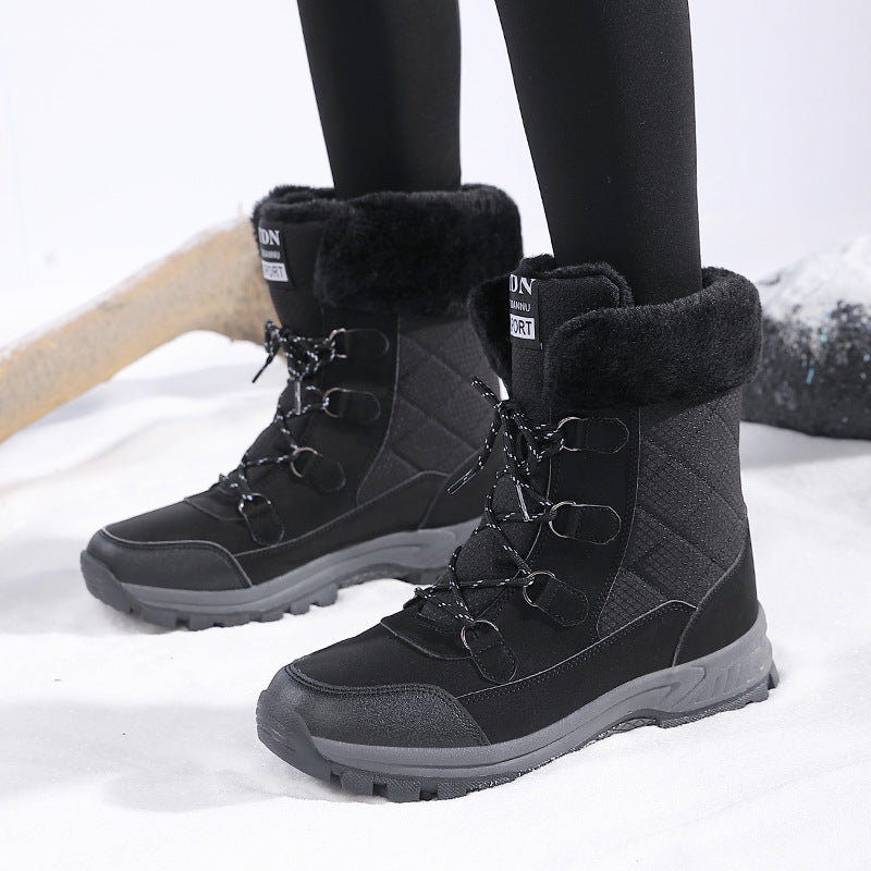 Fleecegefütterte Rutschfeste Schneestiefel mit Schnür-Design | Ideal für Winter