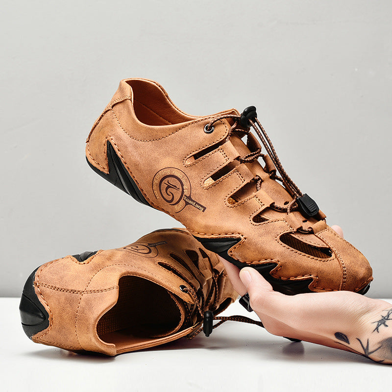 PU Leder Hohle Strand Sandalen mit Elastischem Band | Ideal für den Sommer