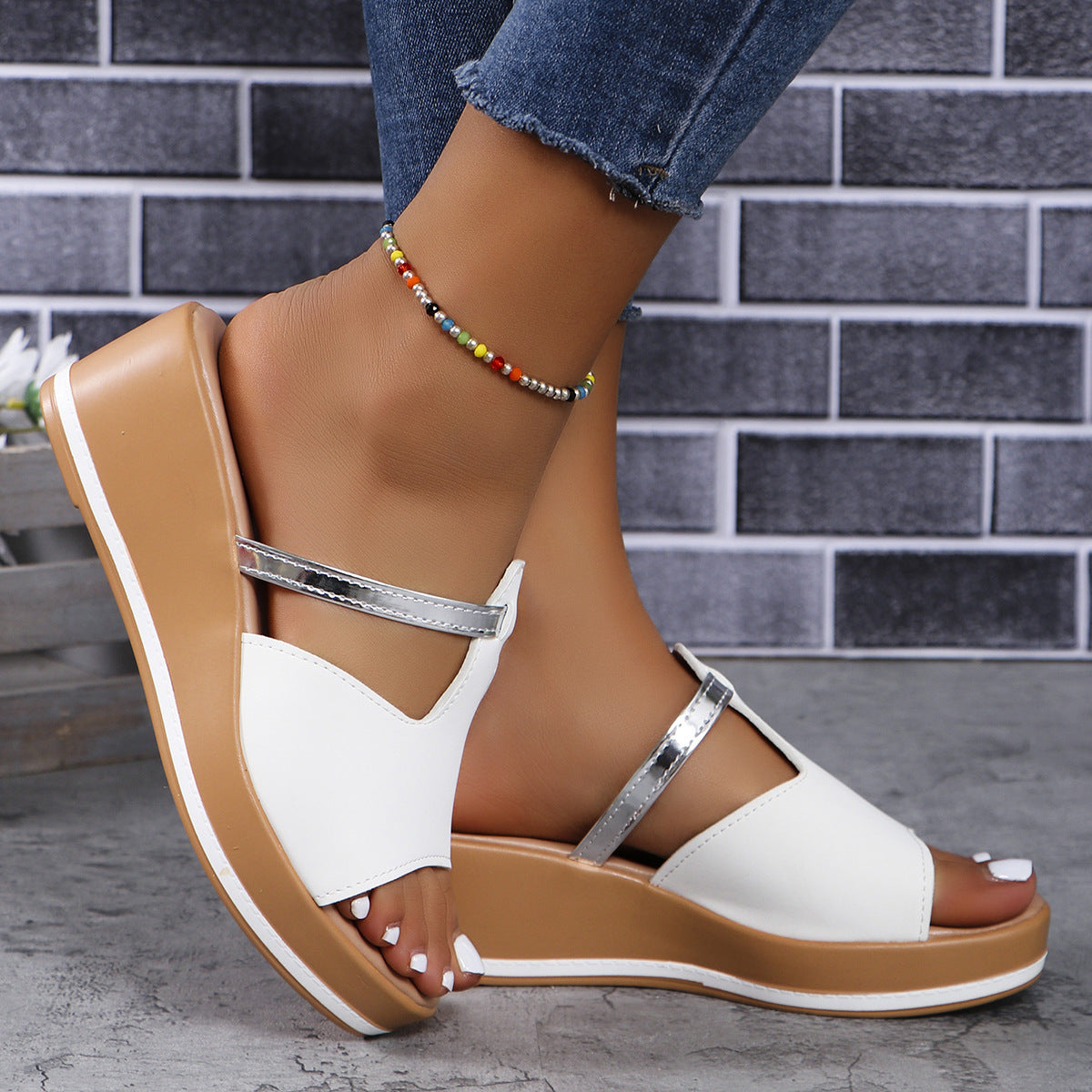 Peep-toe Keilsandaletten mit dicker EVA-Sohle | Ideal für den Sommer