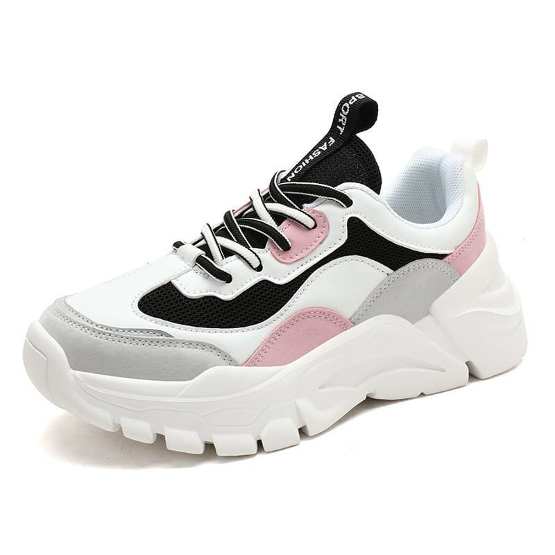 Damen-Laufschuhe mit Hoch Elastischer Dicker Sohle Weicher EVA-Sohle und Schnürung | Ideal für Frühling und Herbst