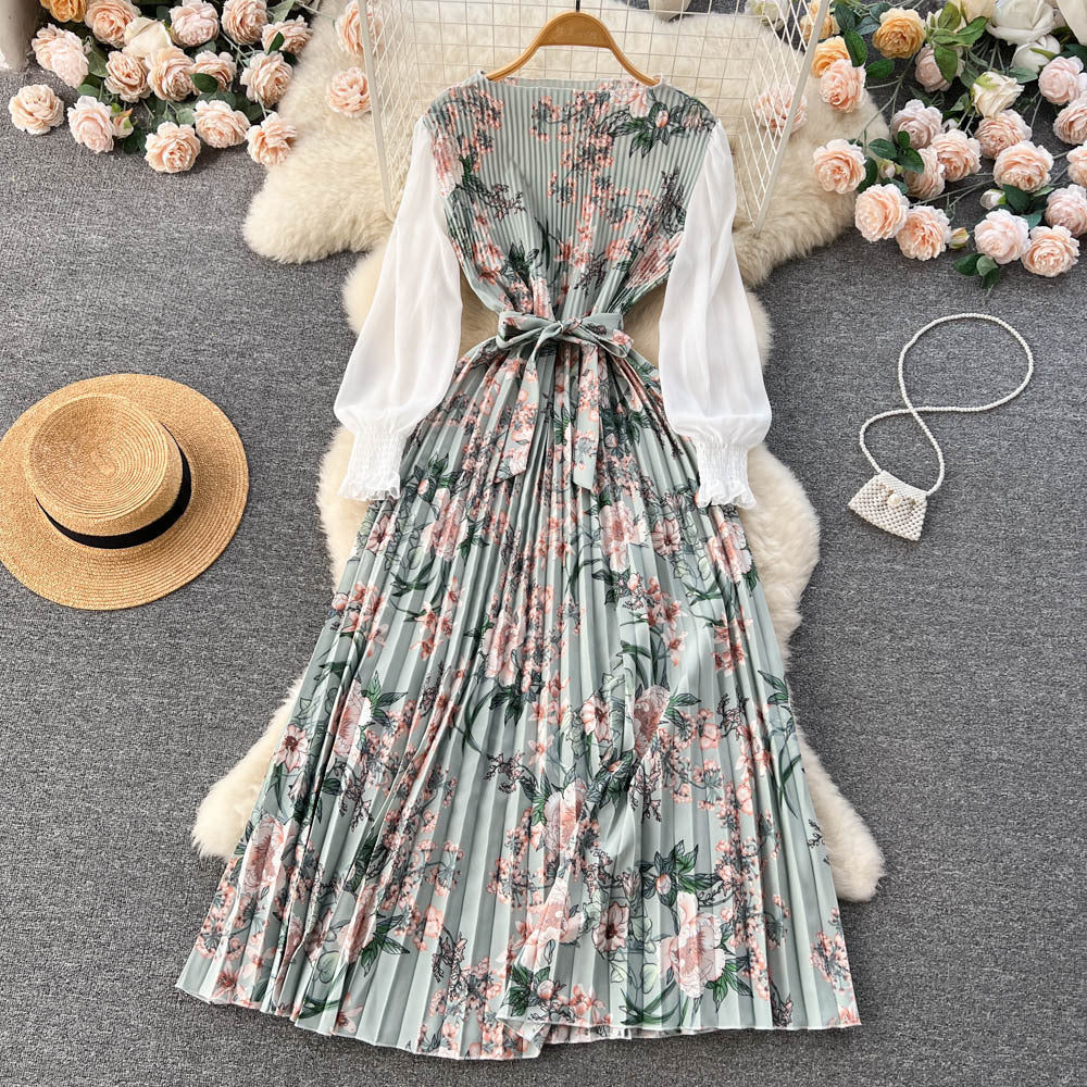 Bedrucktes Maxi Kleid mit Langen Ärmeln und Ethnischen Mustern | Ideal für Frühling und Sommer