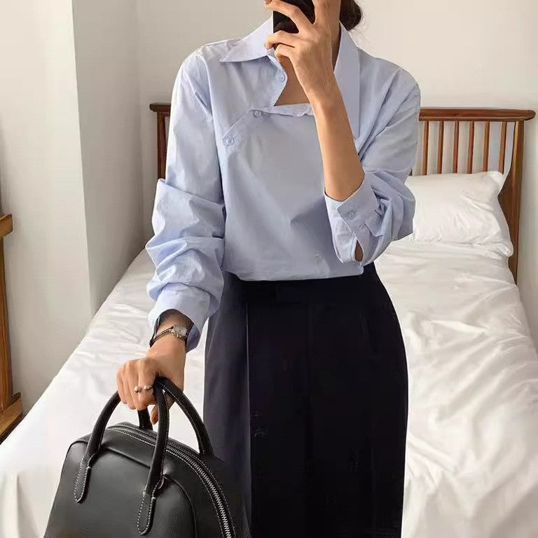 Damen Lockeres Langarm-Shirt aus Baumwolle mit Knopfleiste | Ideal für Alle Jahreszeiten