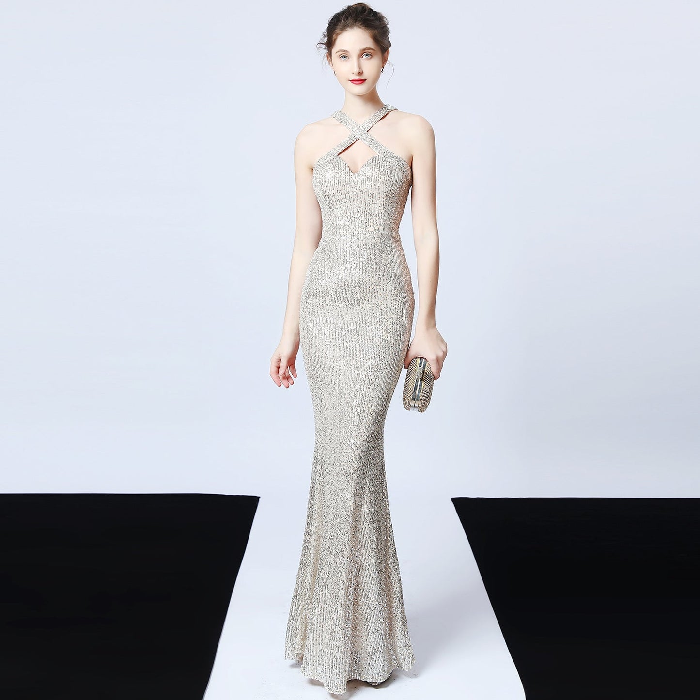 Paillettenbesetztes Abendkleid mit Fischschwanz | Ideal für Frühling und Herbst