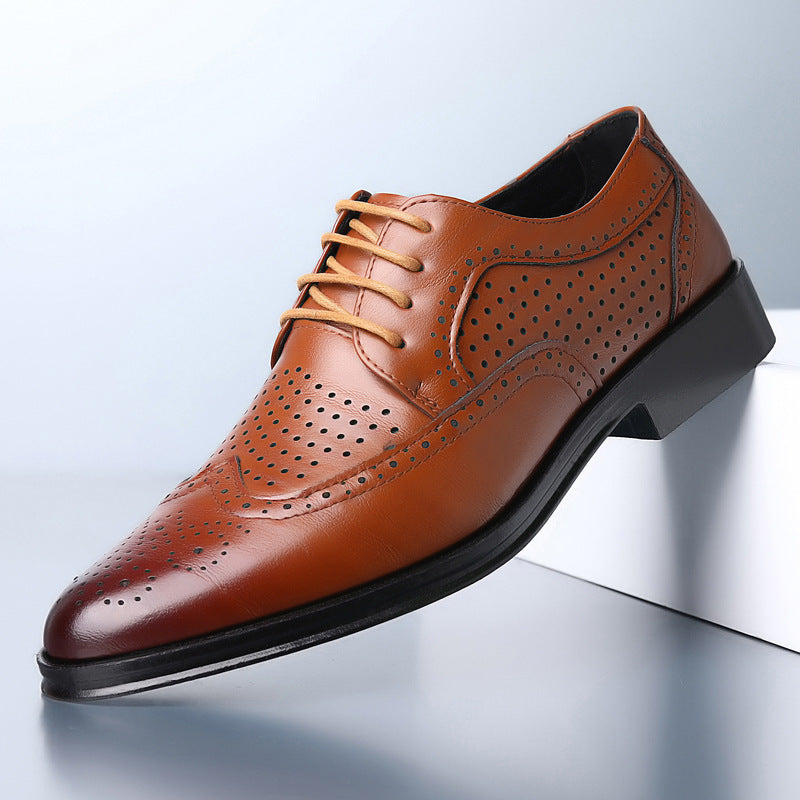 Gravierte Rindleder Low-Top Lederschuhe mit Gummisohle | Ideal für Frühling und Herbst