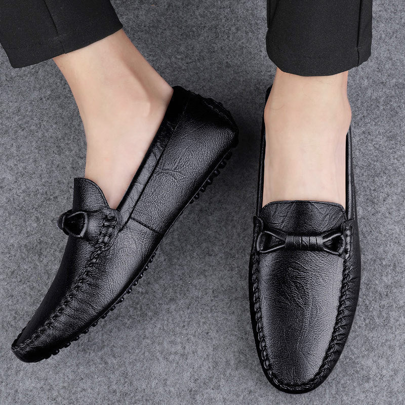 Herren Slip-On Leder Slipper mit Gummisohle | Ideal für alle Jahreszeiten