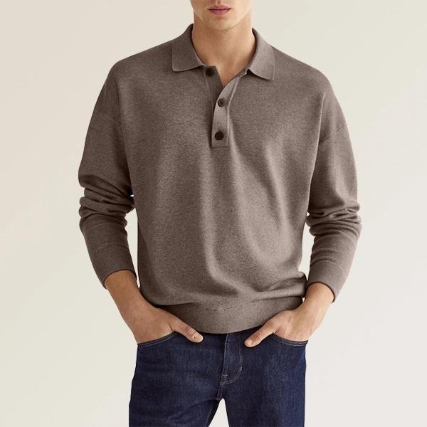 Herren Langarm V-Ausschnitt Polohemd mit Knopfleiste | Ideal für den Herbst