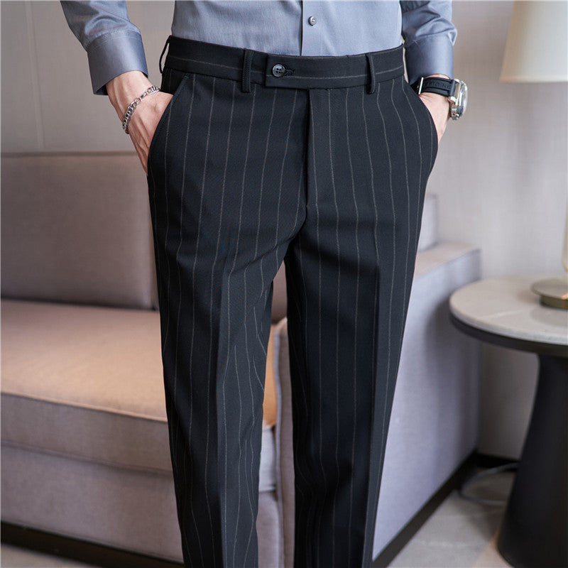 Herren Gestreifte Stretch-Anzughose | Ideal für den Herbst