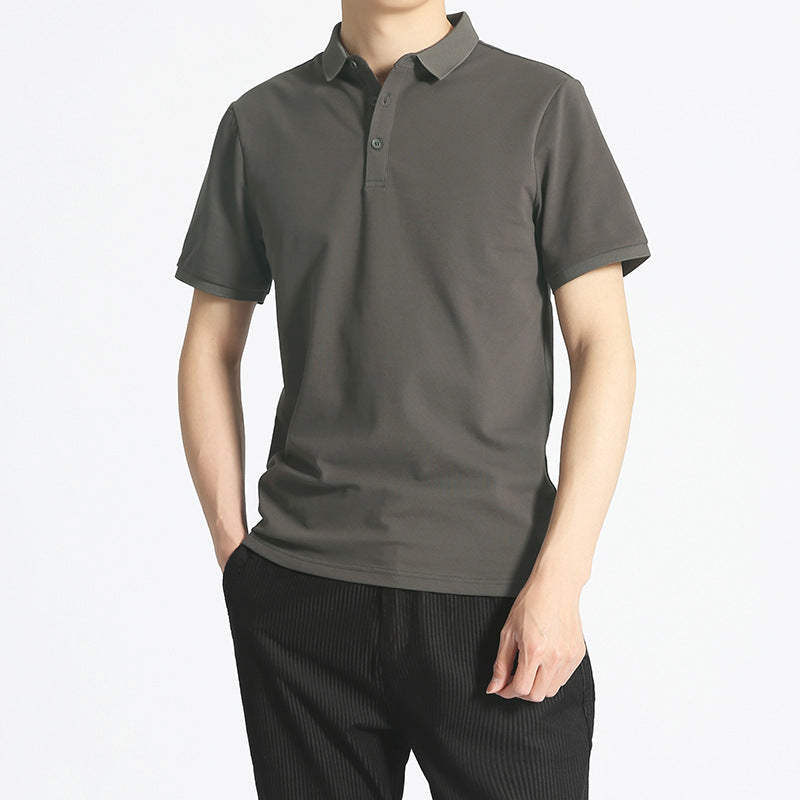 Herren Unifarbenes Kurzarm Lapel T-Shirt Ideal für Sommer