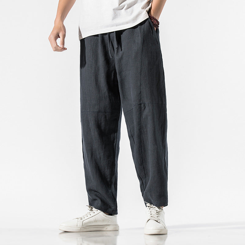 Herren Dünne Leinen 3/4 Weite Hose I Ideal für Sommer